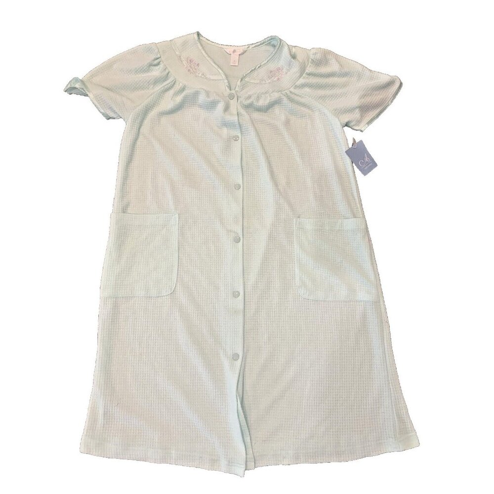 Adonna Sleepwear Women's Medium Nightgown Muumuu Floral Short Sleeve Snap Button